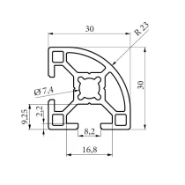 Aluminium profile 30x30 radius -2 | Tuli-shop.com