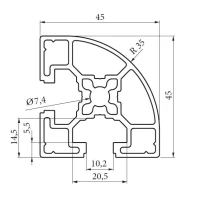 Aluminium profile 45x45 with radius -2 | Tuli-shop.com  