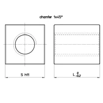 TR 12x3 R trapezoidal nut CQA (steel, square), CONTI -2 | Tuli-shop.com