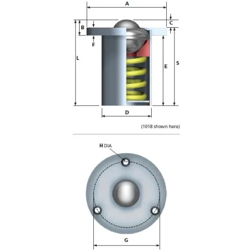 Spring Loaded Ball Transfer Units - Small Top Flange | Tuli-shop.com